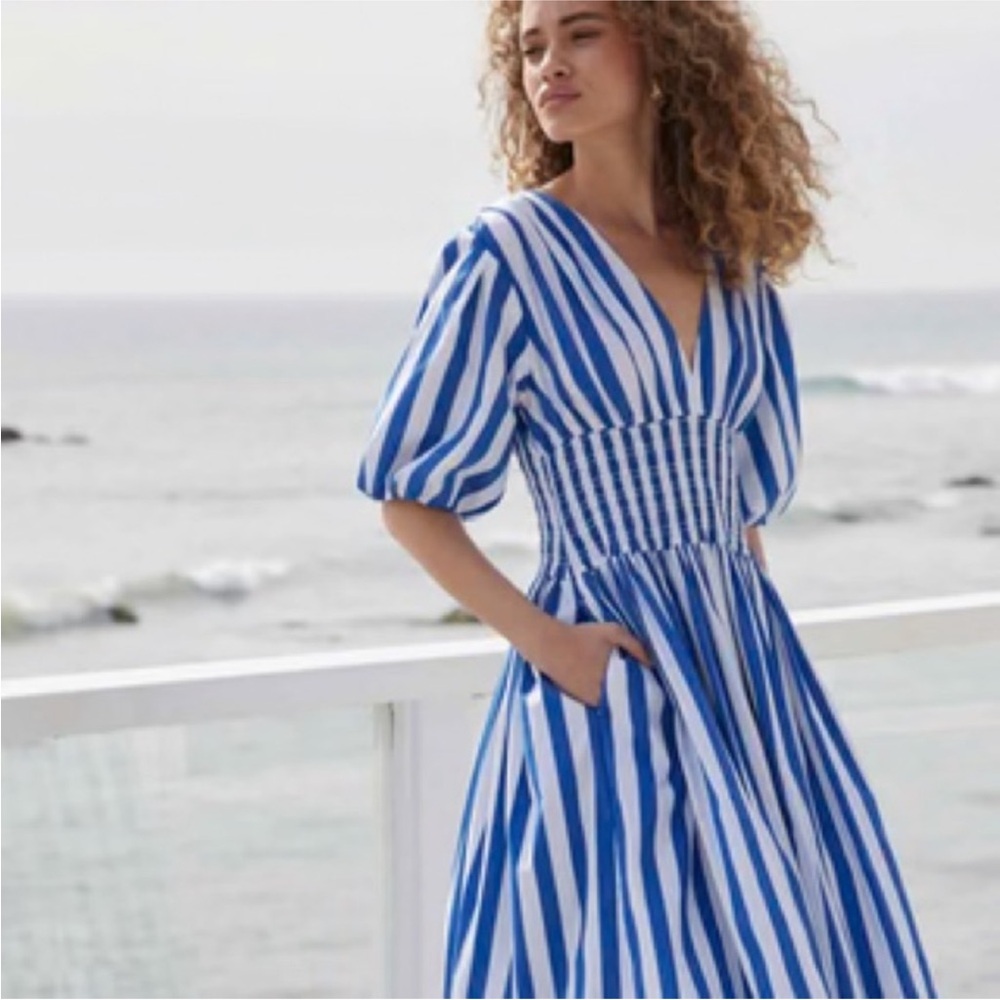 AYR Blue and White Midi Dress